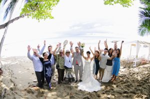 Wedding party on the beach in Costa Rica